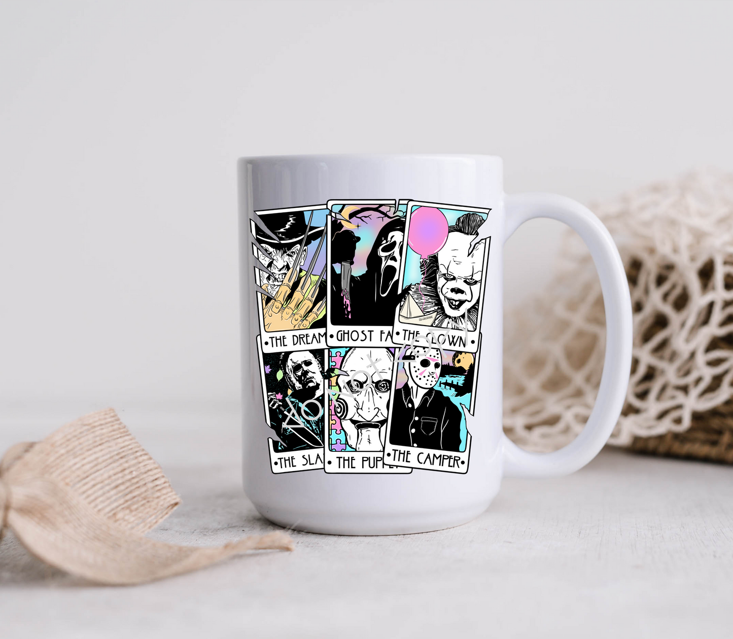 15oz Mug - Colored Horror Tarot Cards