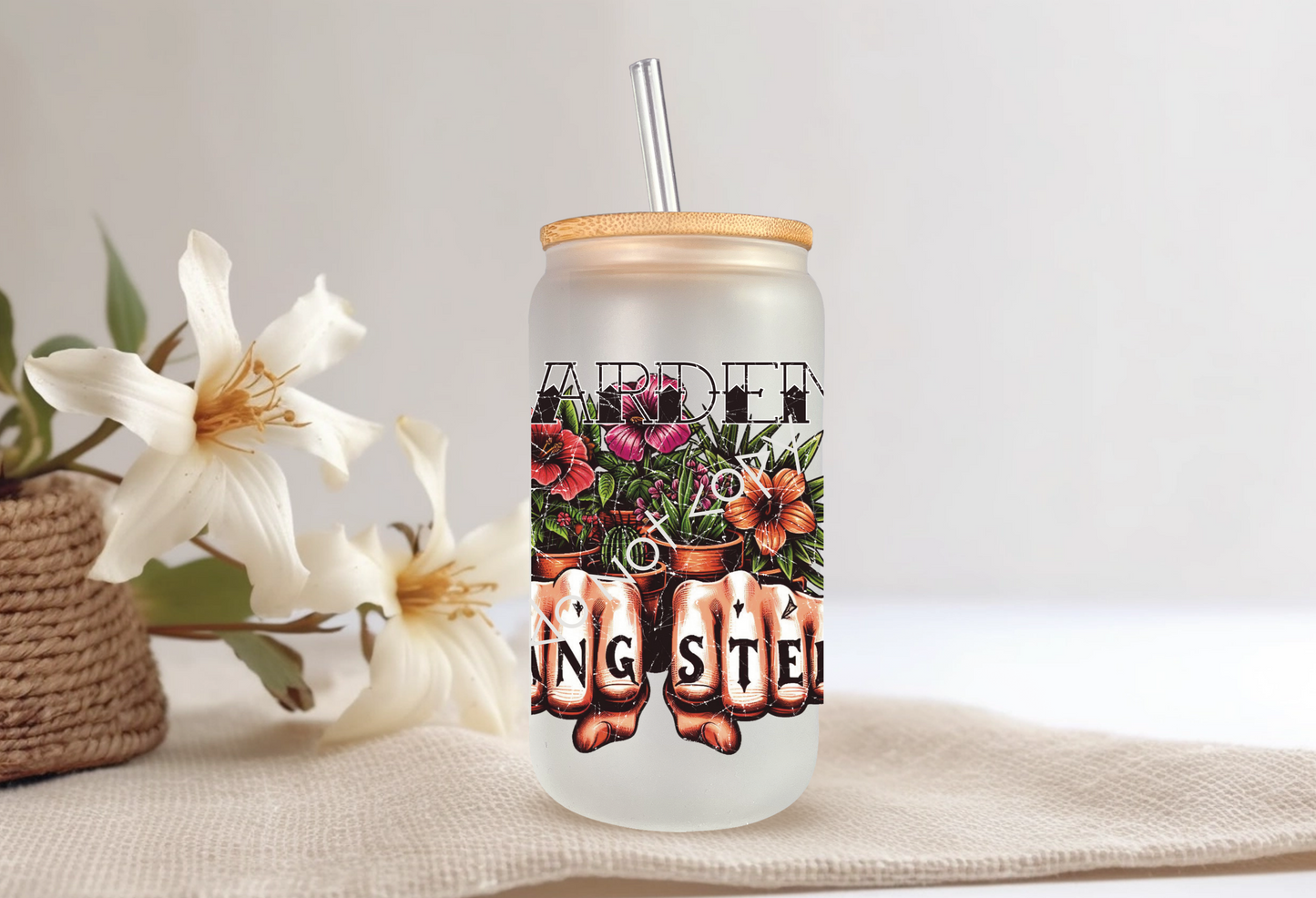 16oz Glass Cup - Garden Gangster
