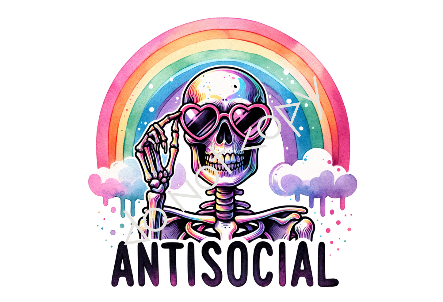 16oz Glass Cup - Antisocial Skellie