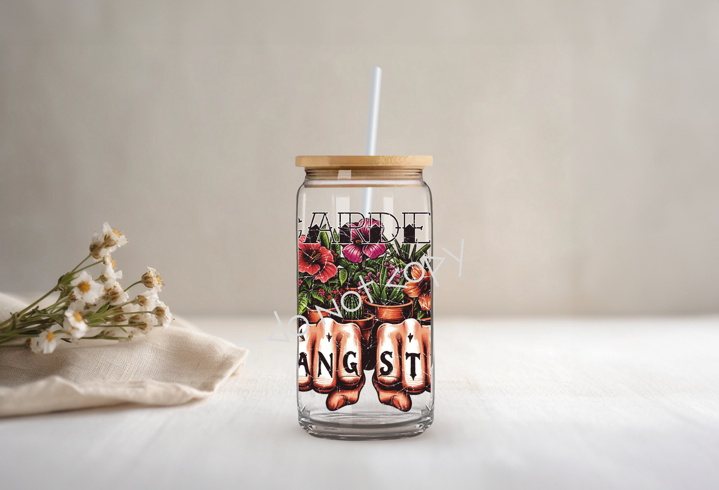 16oz Glass Cup - Garden Gangster