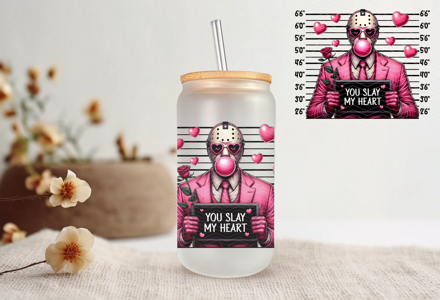 16oz Libbey - J - You slay my Heart - Mug Shot