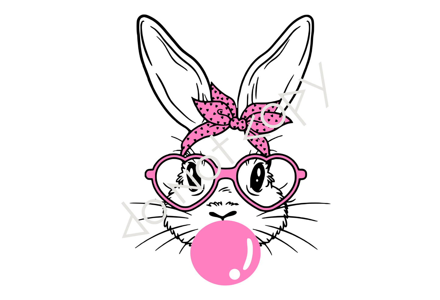 16oz Glass Cup - Bubblegum Bunny