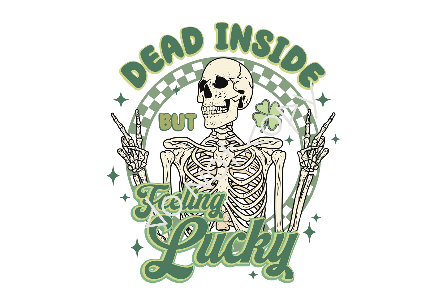16oz Glass Cup - Dead Inside But Feeling Lucky - Skellie