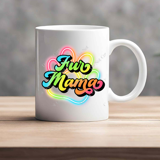 15oz Mug - Neon Paw - Fur Mama