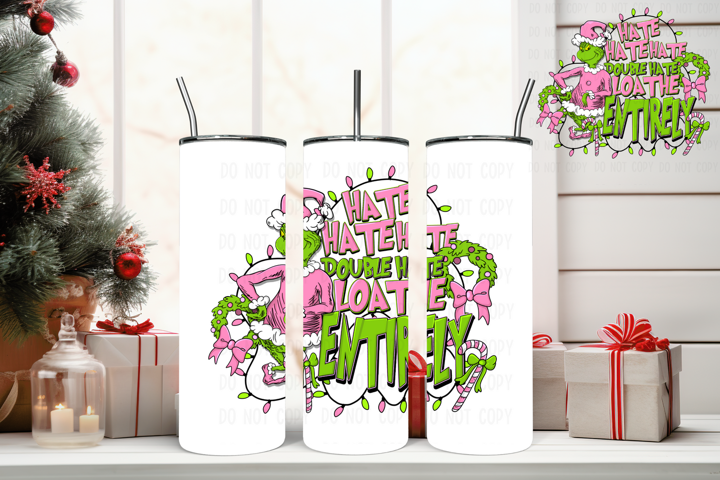 20oz Tumbler - Pink - Hate Hate Hate