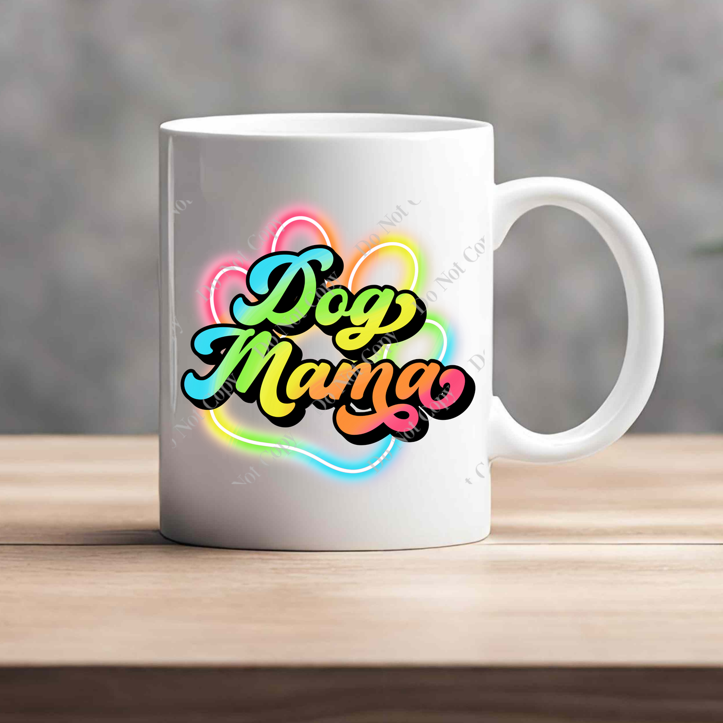 15oz Mug - Neon Paw - Dog Mama