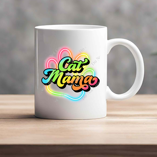 15oz Mug - Neon Paw - Cat Mama