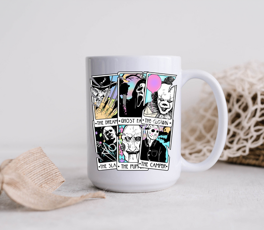 15oz Mug - Colored Horror Tarot Cards