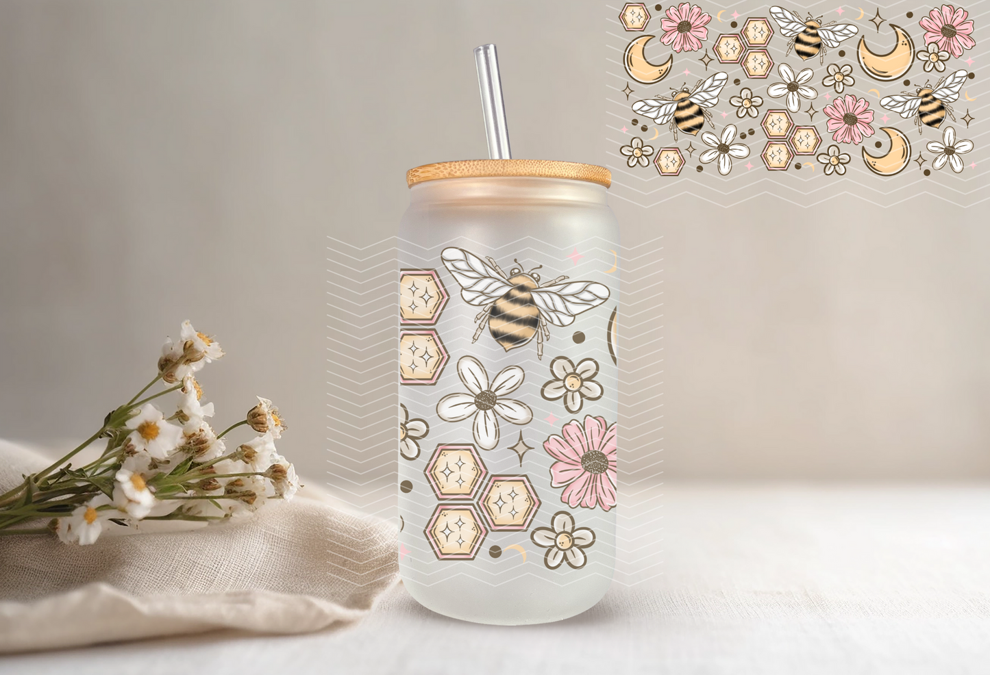 16oz Libbey - Bees & Honeycombs