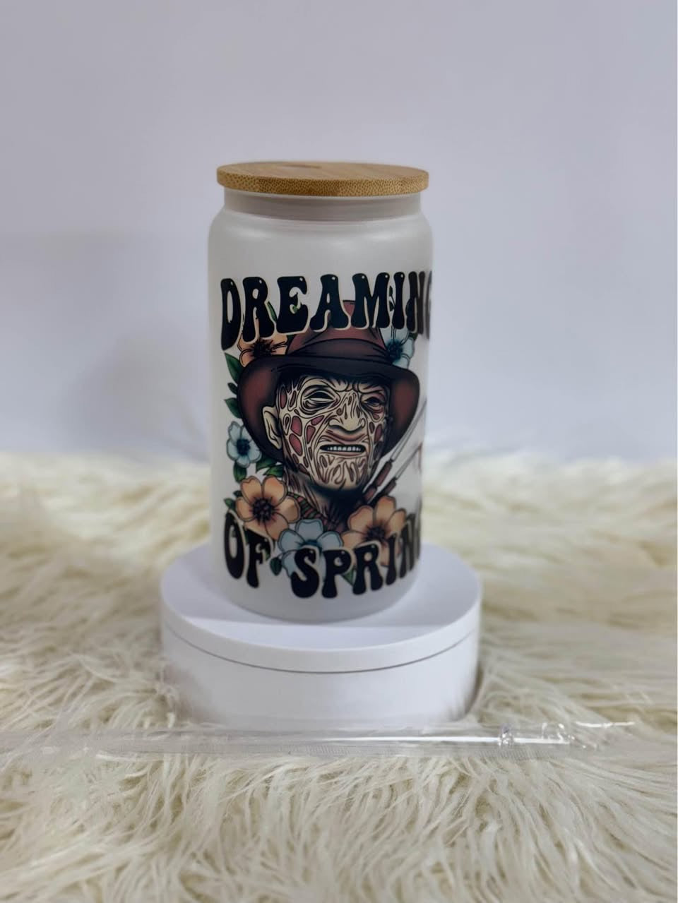 16oz Glass Libby Cup - Freddy - Dreaming of Spring