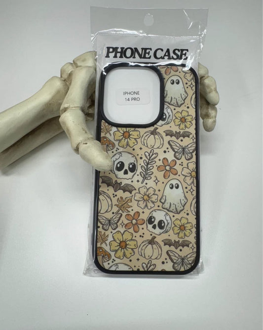 Ghosts, Skulls, Pumpkins, Flowers and Butterflies iPhone 14 Pro Case