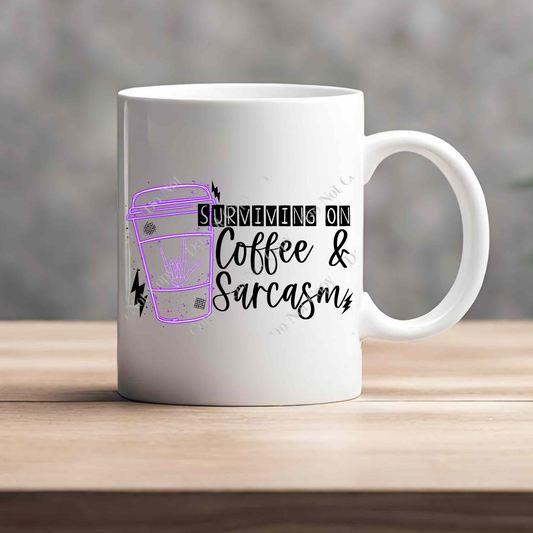 15oz Mug - Surviving on Coffee & Sarcasm