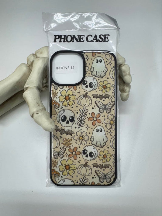 Ghosts, Skulls, Pumpkins, Flowers and Butterflies iPhone 14 Case