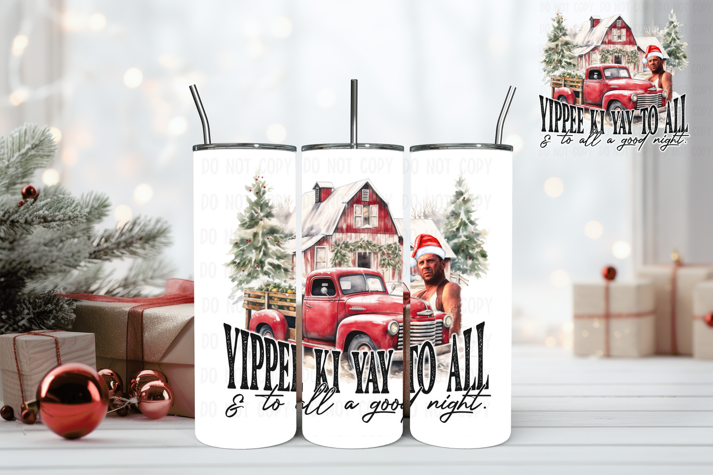 20oz Tumbler - Red - Yippee Ki Yay To All